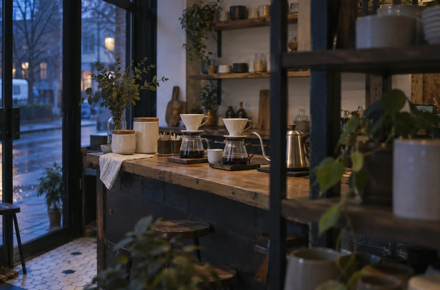 Illustration of cafés and their working space