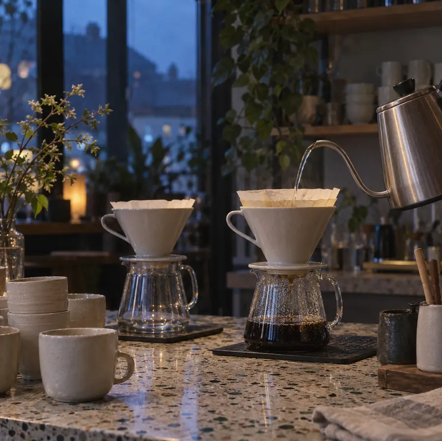 Illustration of cafés equipment and workspace